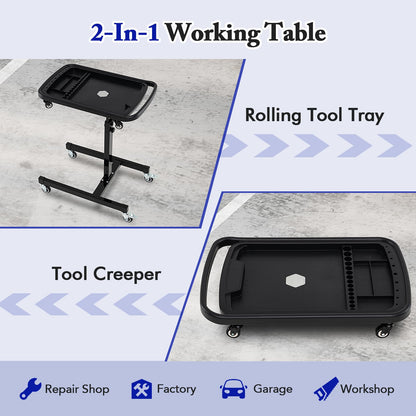 Height Adjustable Tool Cart with Detachable Top Tray