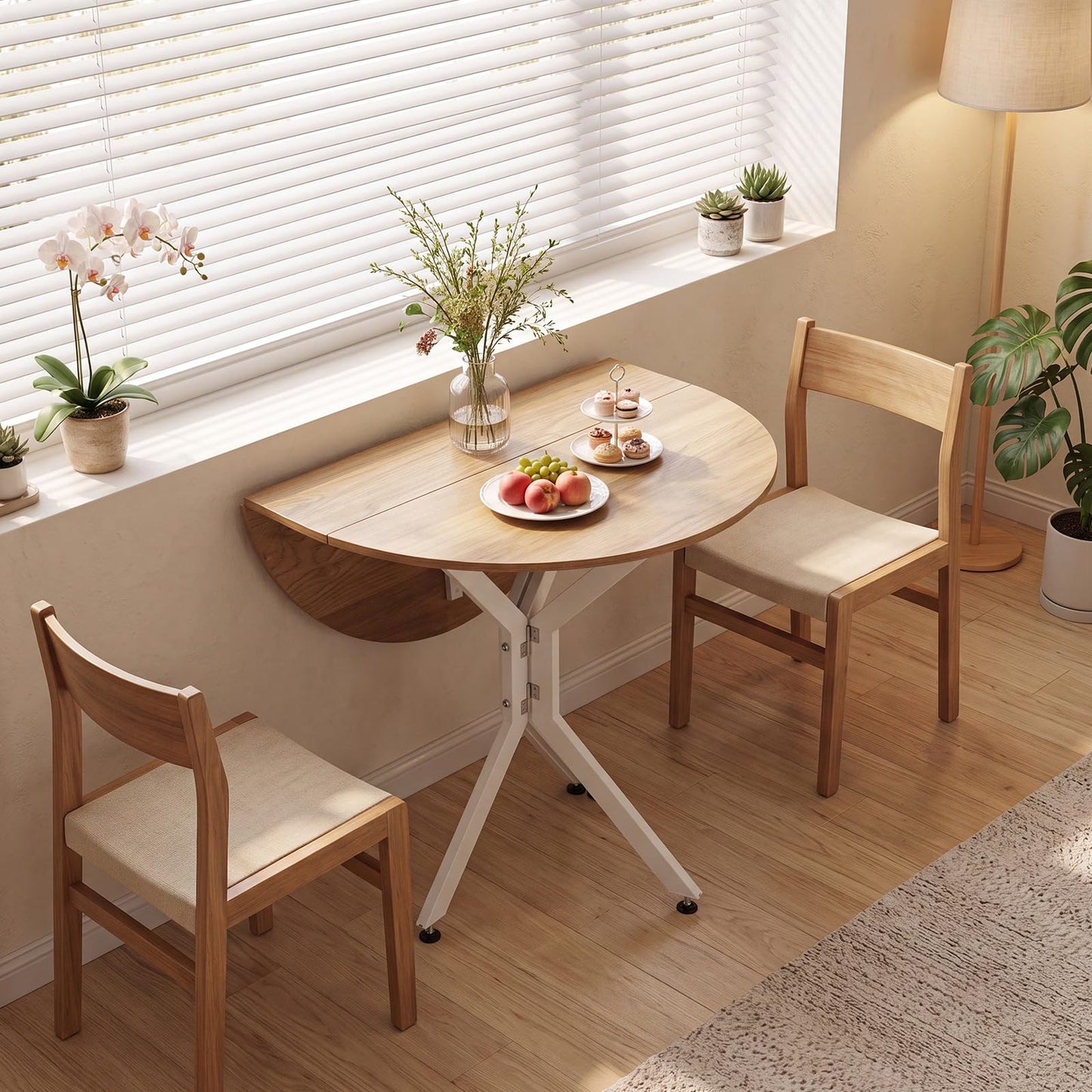 Drop Leaf Dining Table, 80cm Round Kitchen Table