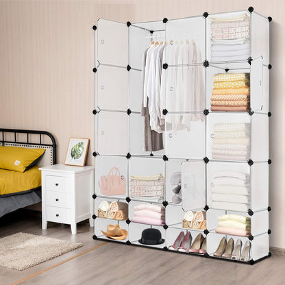 24 Cube DIY Interlocking Combination Armoire with 16 Cubes