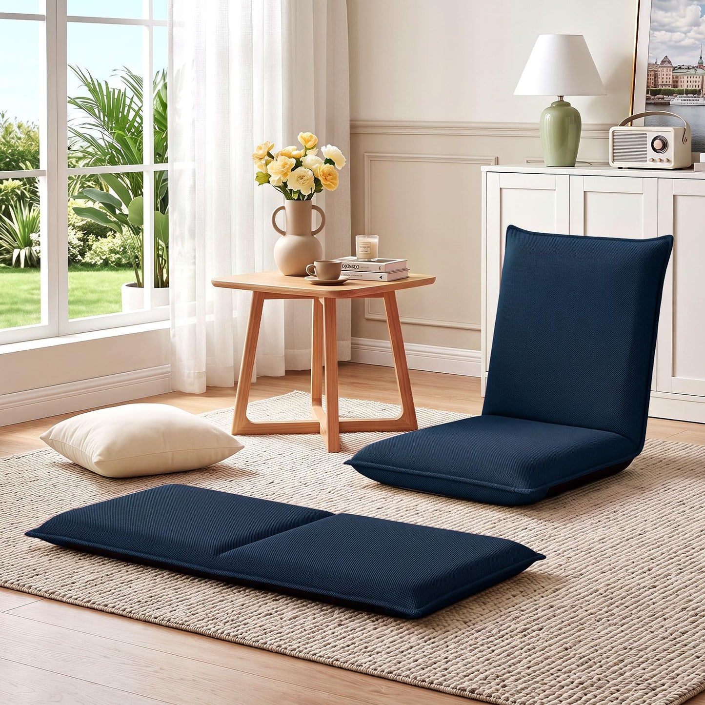 Folding Sofa Chair Bed, 6-Position Adjustable Floor Chair