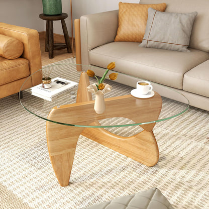 Triangle Coffee Table, Tempered Glass Cocktail Center Table Unit