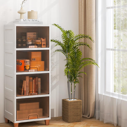 4-Tier Storage Bins Stackable Storage Containers with Magnetic Doors