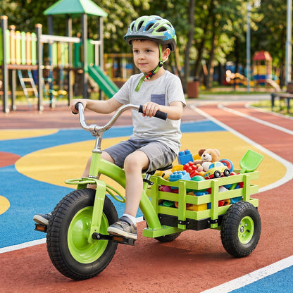 Kids Tricycle ( 121 x 57 x 68-77cm, with Storage Basket) | Carbon Steel Toddler Trike with Inflatable Rubber Tires
