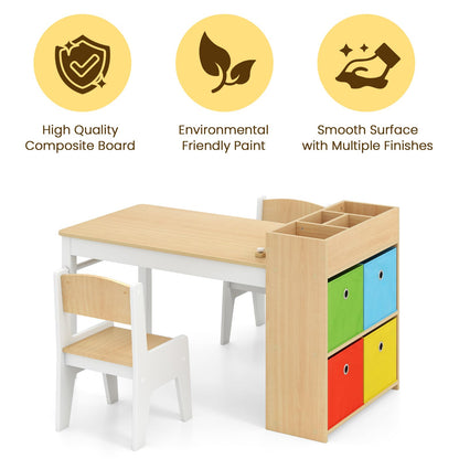Kids Art Table and Chairs, Wooden Children Study Desk