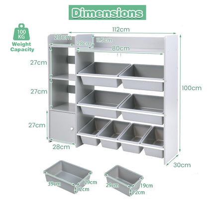 Kids Bookshelf Toy Storage Organizer with Storage Boxes and Open Shelves