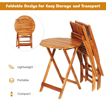 3 Piece Folding Patio Bistro Set with Cushions