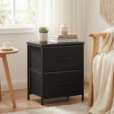 Nightstand Set of 2 End Table with Fabric Drawers for Bedroom