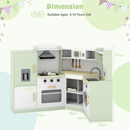 Wooden Corner Play Kitchen with Sounds and Lights