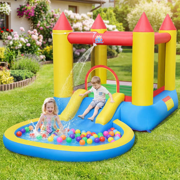 Inflatable Bounce House, Kids Water Park Wet Dry with Splash Pool, Water Slide