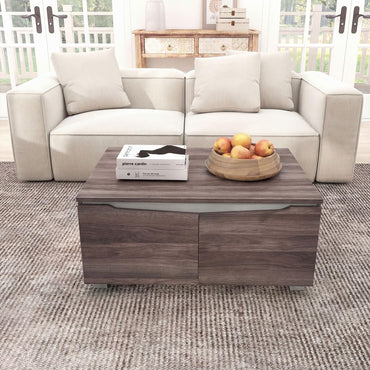 Coffee Table, Farmhouse Accent Sofa Side Snack Table with 4 Doors