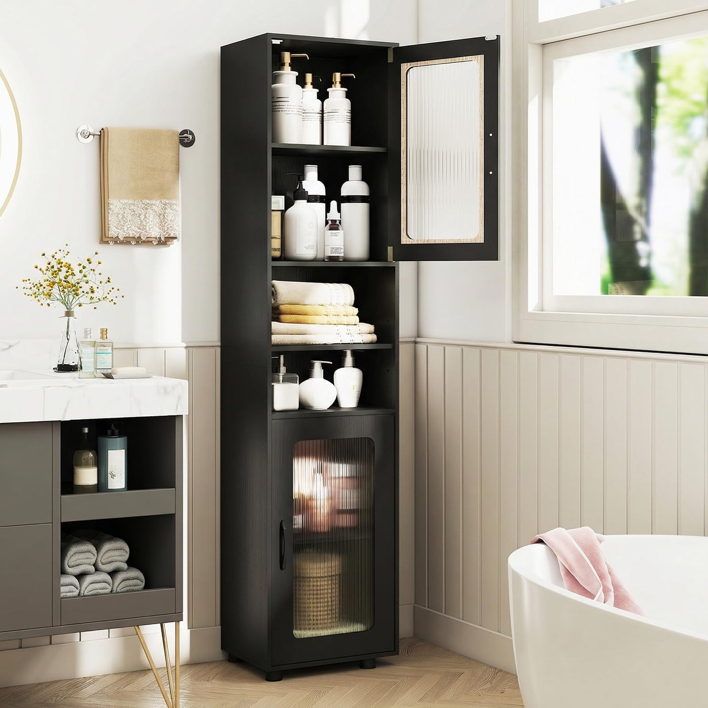 Tall Bathroom Cabinet, Freestanding Storage Cupboard