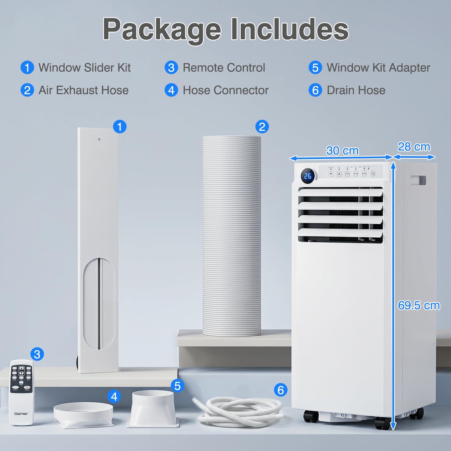 7000/9000 BTU Portable Air Conditioner 3 in 1 Cooling Unit with Fan and Dehumidifier