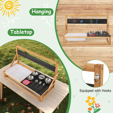 Mud Kitchen with Hanging Hooks for Boys Girls Ages 3+