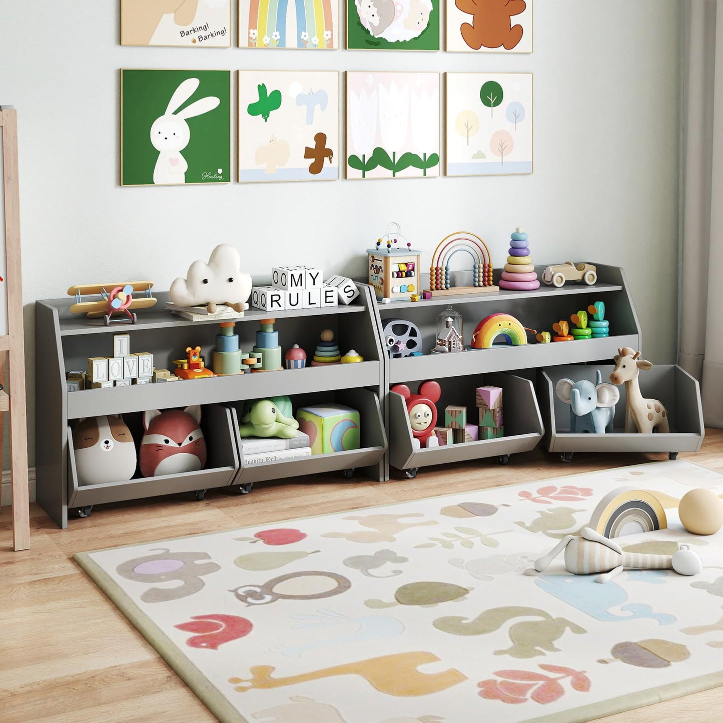Toy Storage Organizer Kids Bookcase Display Shelf