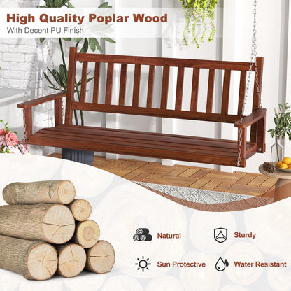 2/3 Person Wooden Outdoor Porch Swing with Adjustable Upper Chains