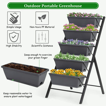 5-Tier Raised Garden Bed with 5 Removable Trays
