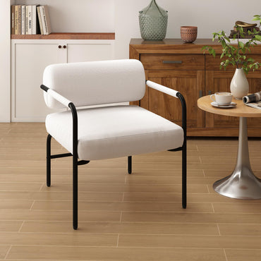 Upholstered Velvet Accent Chair with Cylindrical Backrest