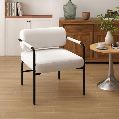 Upholstered Velvet Accent Chair with Cylindrical Backrest
