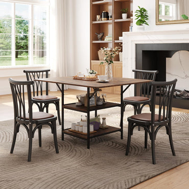 Dining Table for 4-6 Rectangular Dining Table with 2 Open Storage Shelves