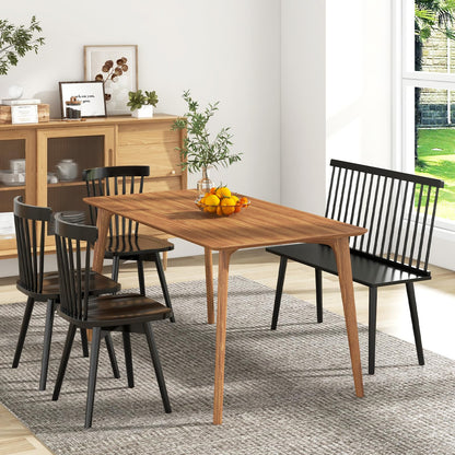 Dining Bench, Entryway Bench with Removable Spindle Back & Anti-slip Foot Pads