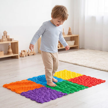 6 PCS Tactile Sensory Mats, Puzzle Floor Tiles (Colorful)