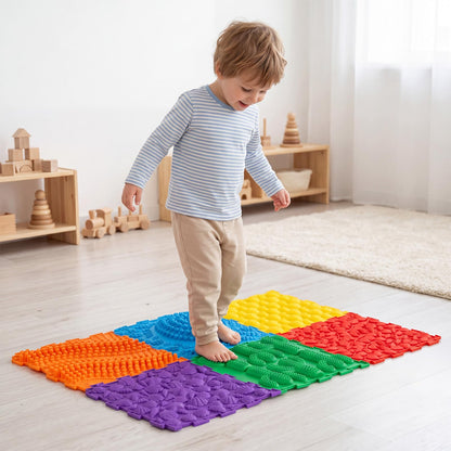 6 PCS Tactile Sensory Mats, Puzzle Floor Tiles (Colorful)