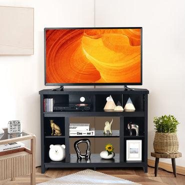 Wood Corner Universal TV Stand with Storage Cabinets and Adjustable Shelves