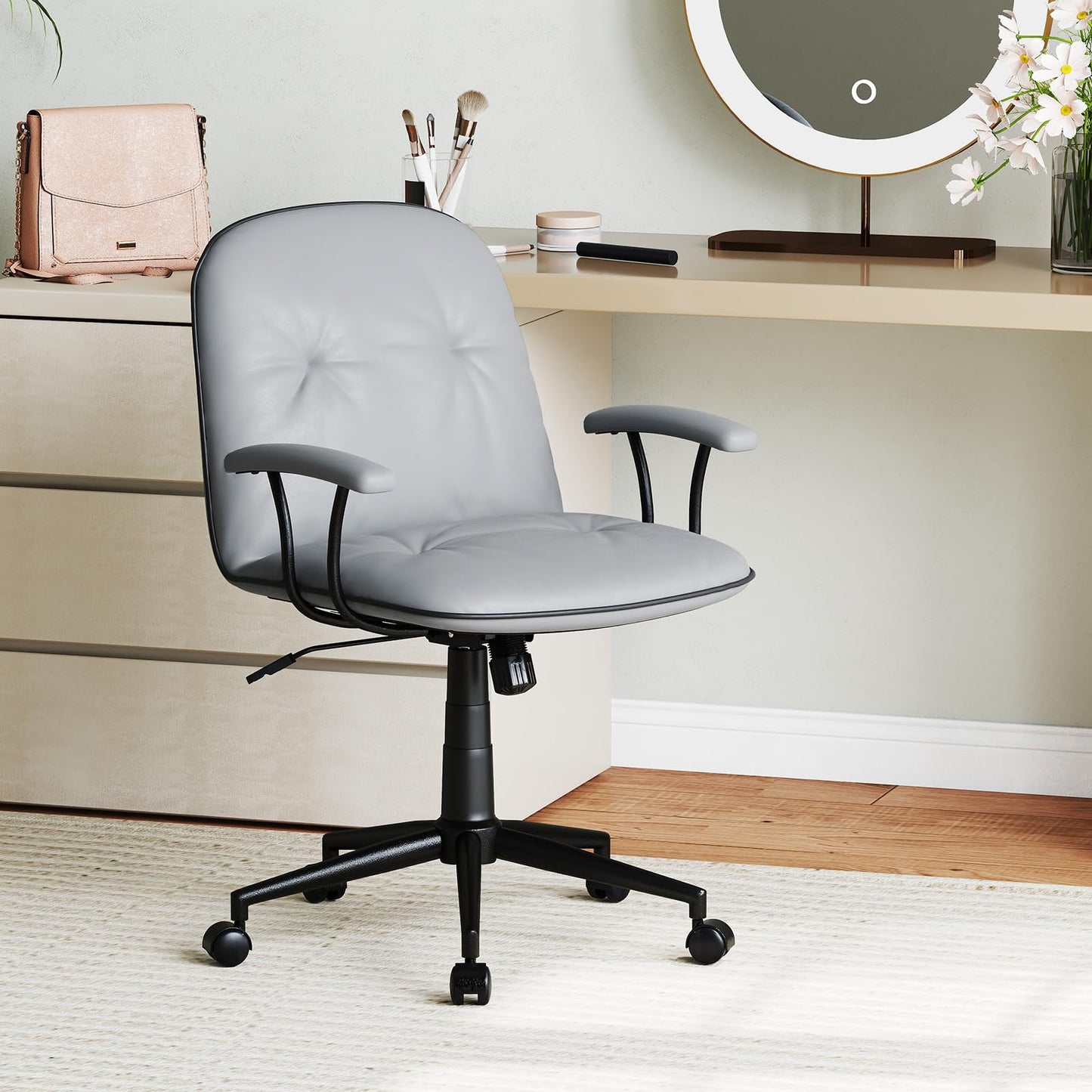 Home Office Office Chair, PU Leather Desk Chair with Rocking Function