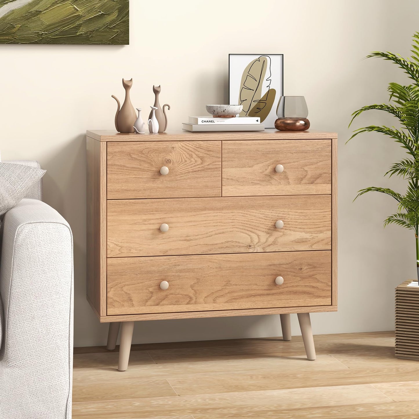 4-Drawer Dresser Modern Storage Chest Cabinet with Handles