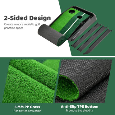 250 CM Putting Premium Golf Practice Turf with Auto Ball Return Track