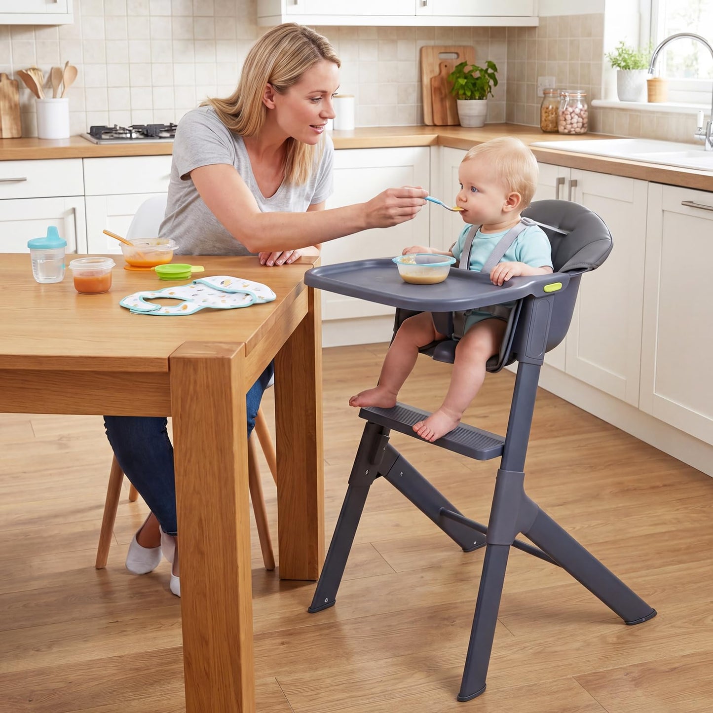 Baby High Chair, 3-in-1 Toddler Highchair with Adjustable Tray