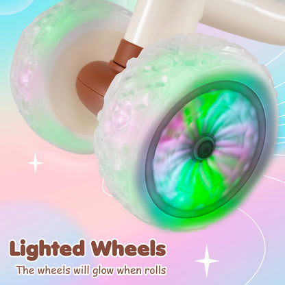 Baby Balance Bike, 4 Colorful Lighting Wheels Toddler Bikes with Adjustable Handlebar & Seat