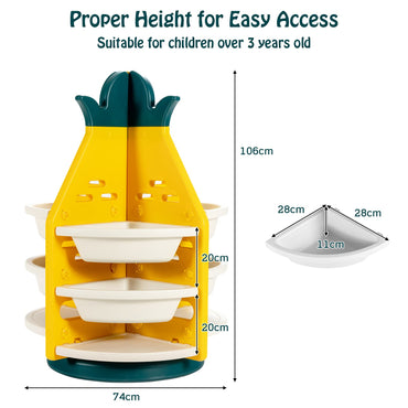 Kid's Pineapple Design 360° Rotation Toy Storage Organiser