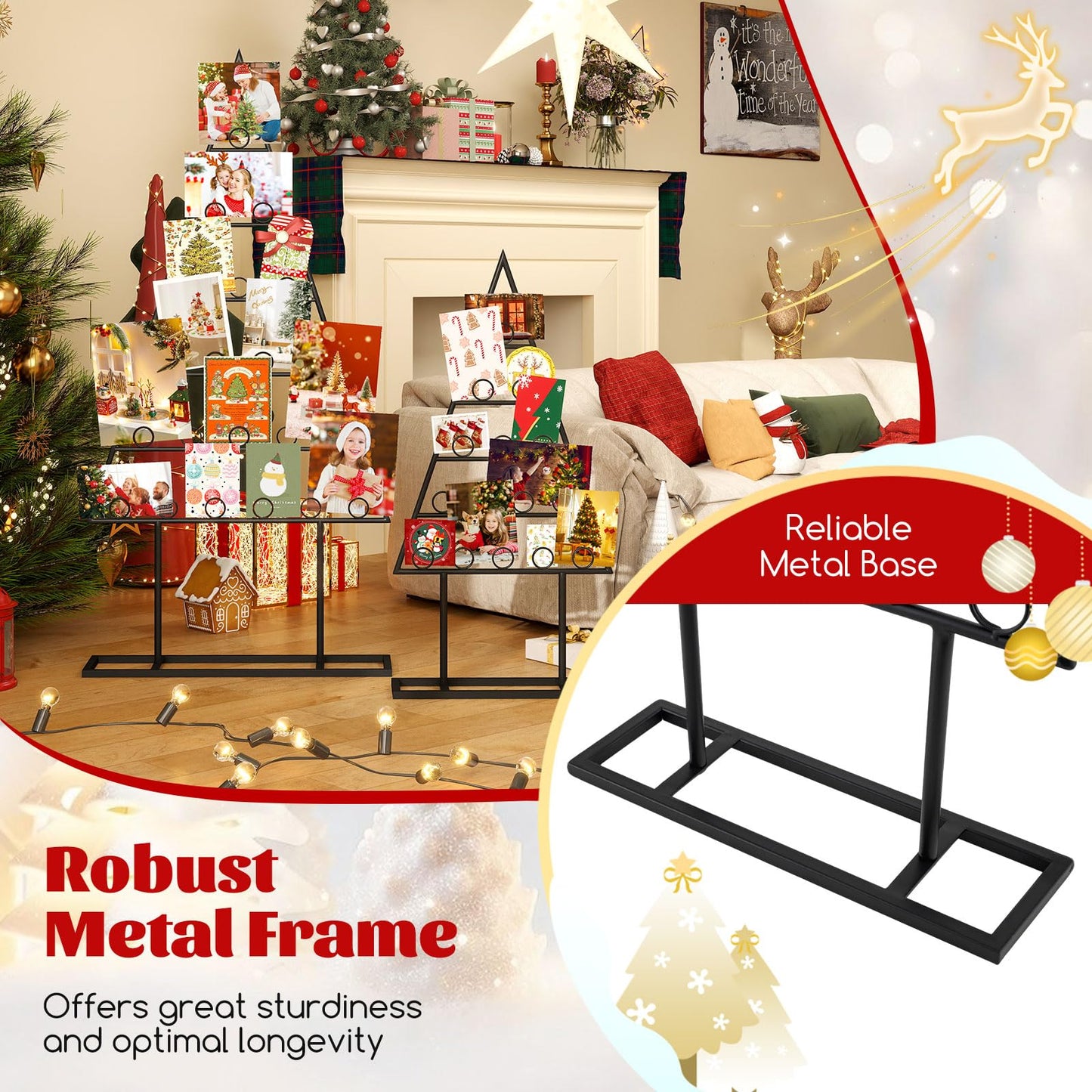 2 Pack Christmas Tree Photo Holder with 36 Round Clips