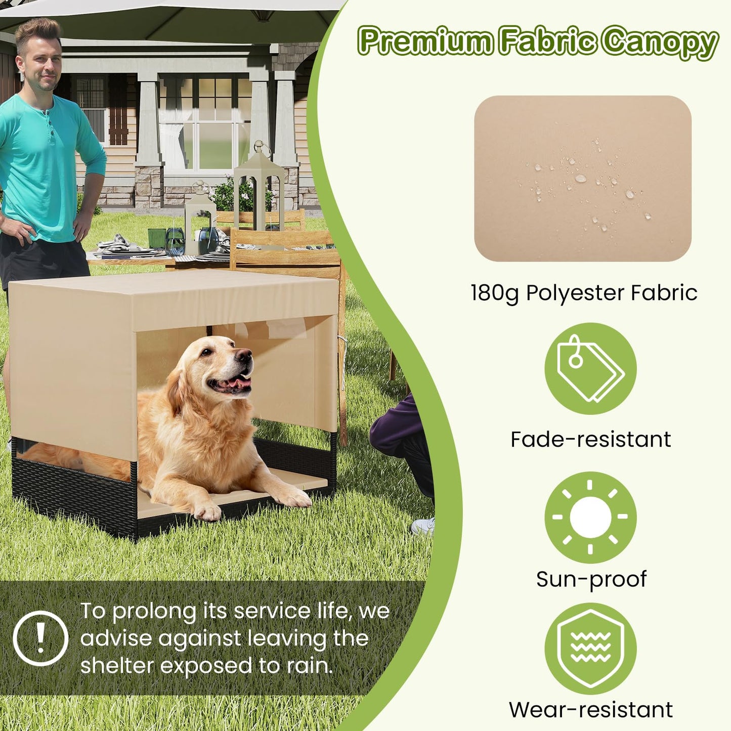 Elevated Wicker Dog House for Small to Medium Breeds
