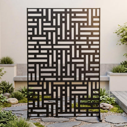 183 CM Freestanding Louvered Metal Outdoor Privacy Screen