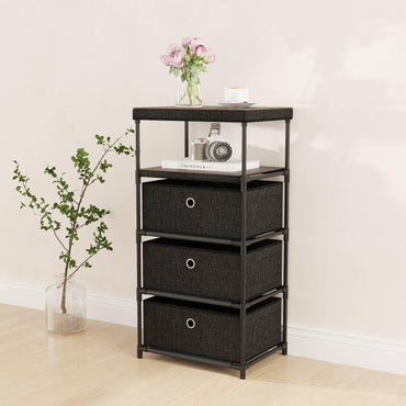 Dresser with 3 Drawers with Wood Top and Metal Frame