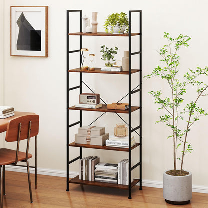 Wooden Storage Bookcase Ladder Shelving Unit
