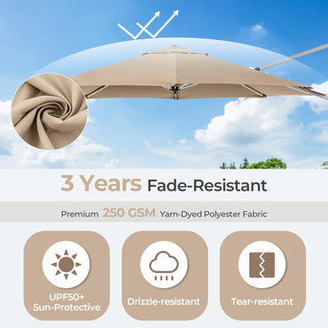 360° Rotation Offset Banana Umbrella with Tilted Design Sun Shade for Patio Market