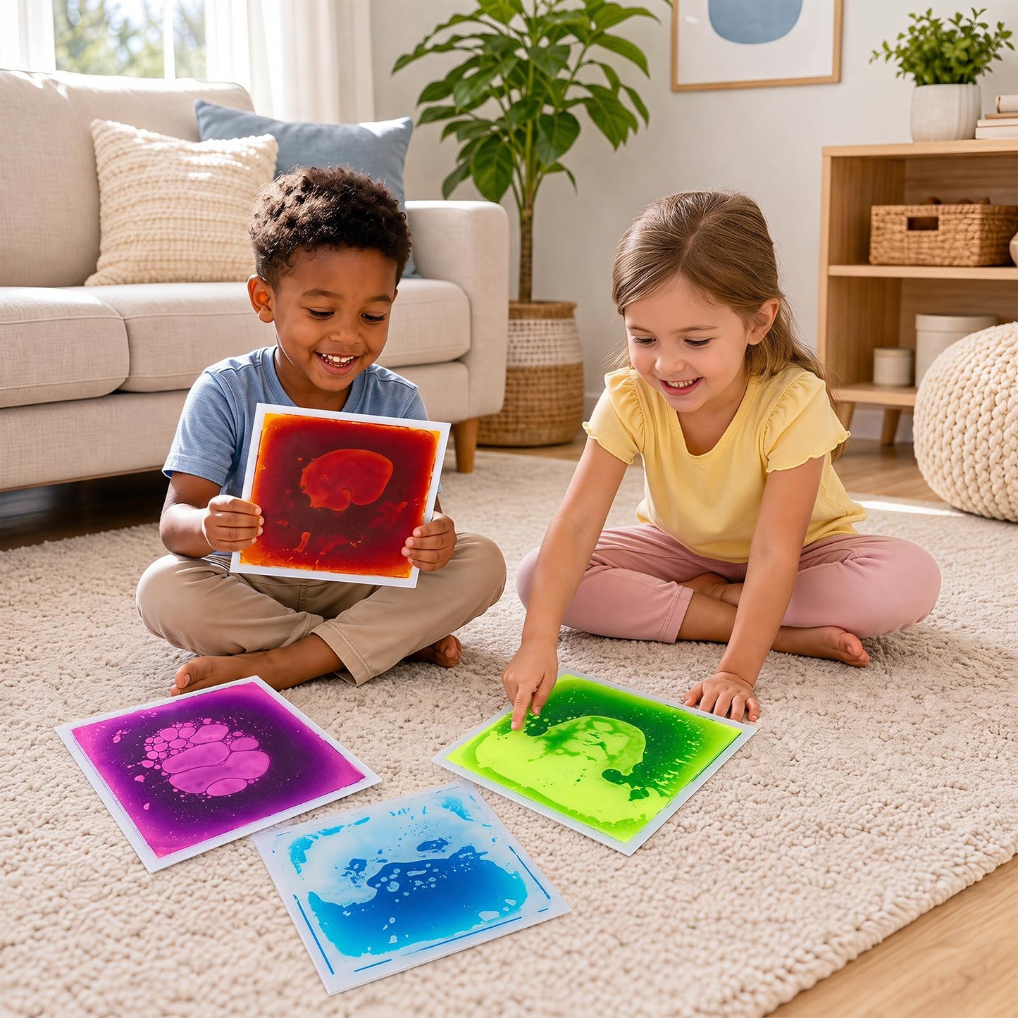 Glow-in-the-Dark Liquid Sensory Floor Tiles for Toddlers