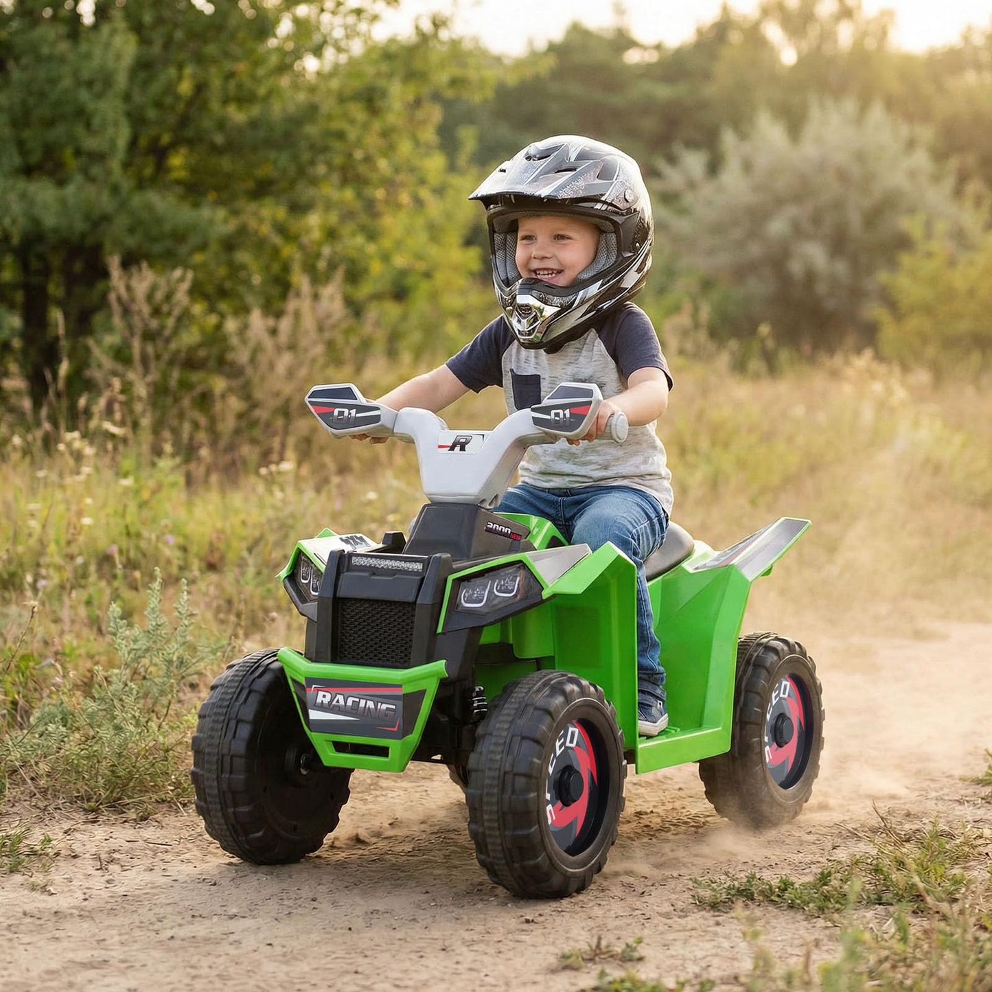 6V Kids Electric Quad with Removable Back Trailer Toddler Ride On ATV