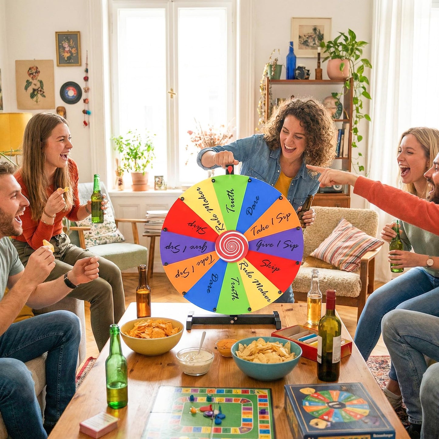 60cm Colorful Tabletop Prize Wheel with Stand Dry Erase Marker and Eraser for Carnival