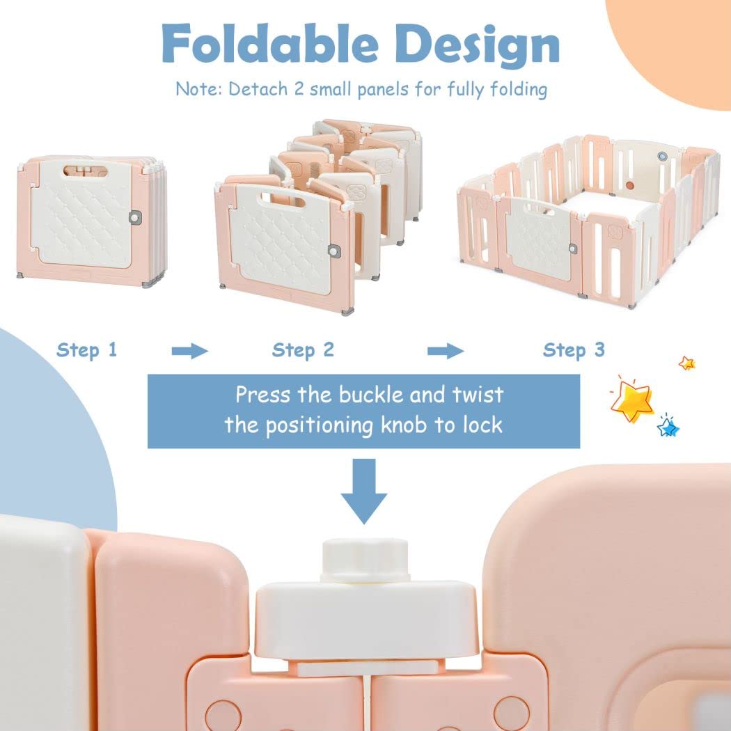 Plastic Infants Play Pen with Whiteboard and Rotatable Ball