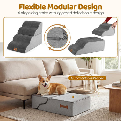 Dog Steps for Bed, 4/5-Step Modular Dog Stairs with Non-slip Bottom