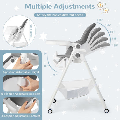 Adjustable Toddlers Highchair with Storage Basket