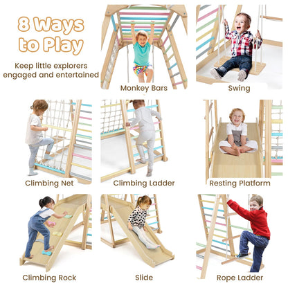8-in-1 Jungle Gym Wooden Montessori Climber Playset