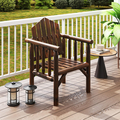 Garden Chair, Outdoor Dining Chairs with Armrests & Reclined High Backrest