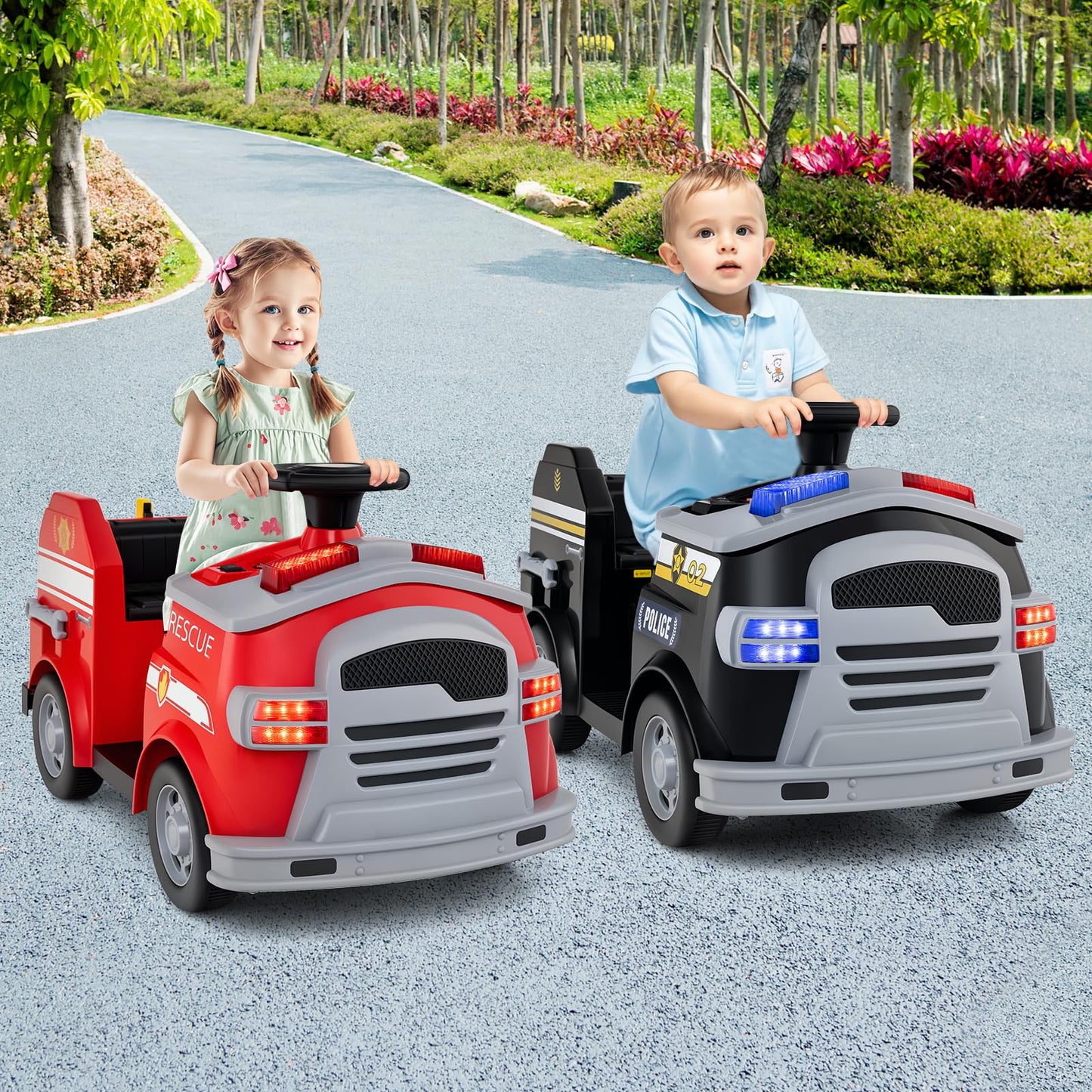 12V Kids Ride on Fire Truck with Shovel and Wrench