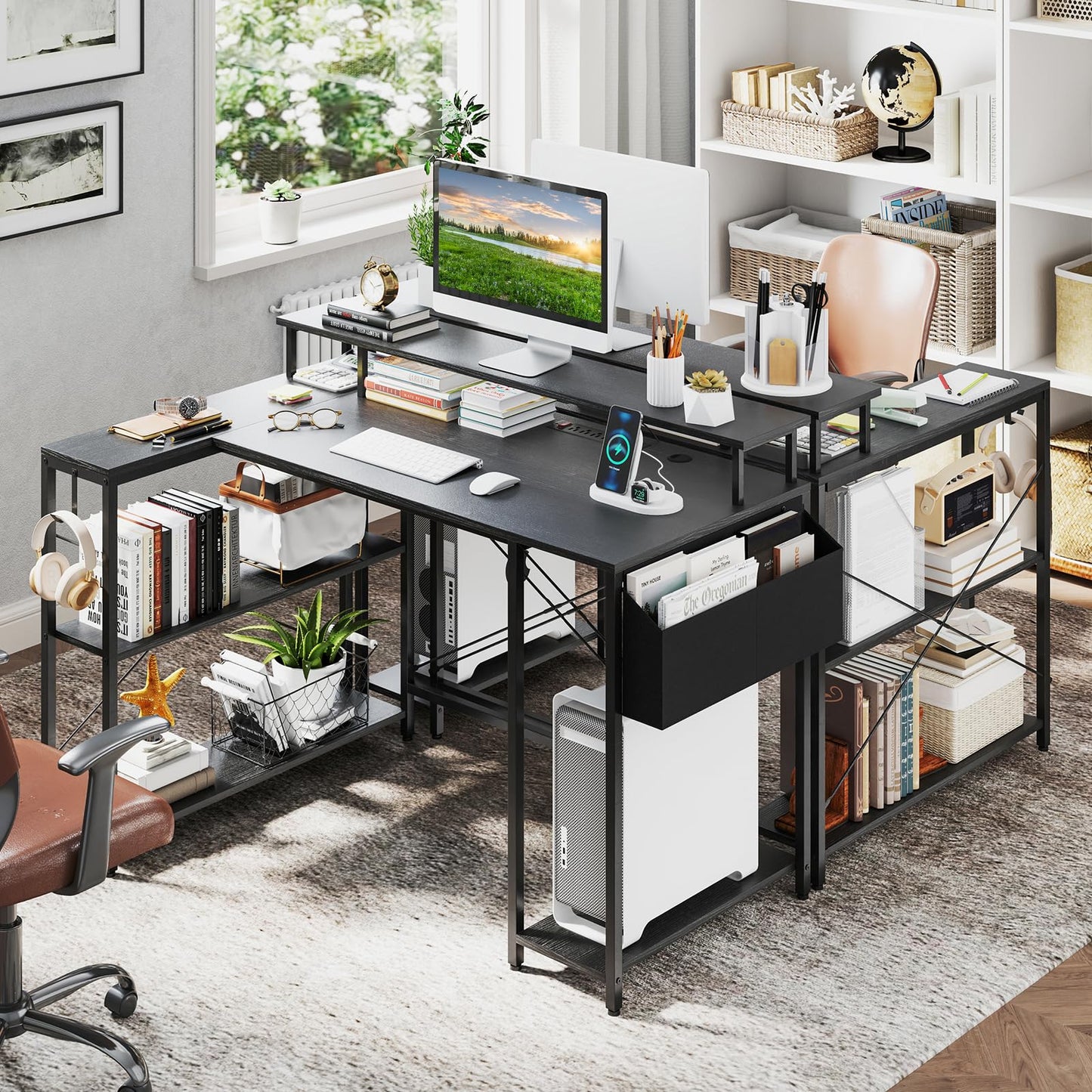 L-Shaped Computer Desk, 120CM Large Corner Desk Writing Study Table