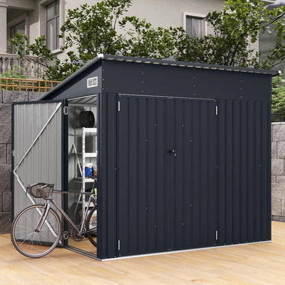 Triple Door Storage Shed with Galvanized Steel Tool and Bike Storage